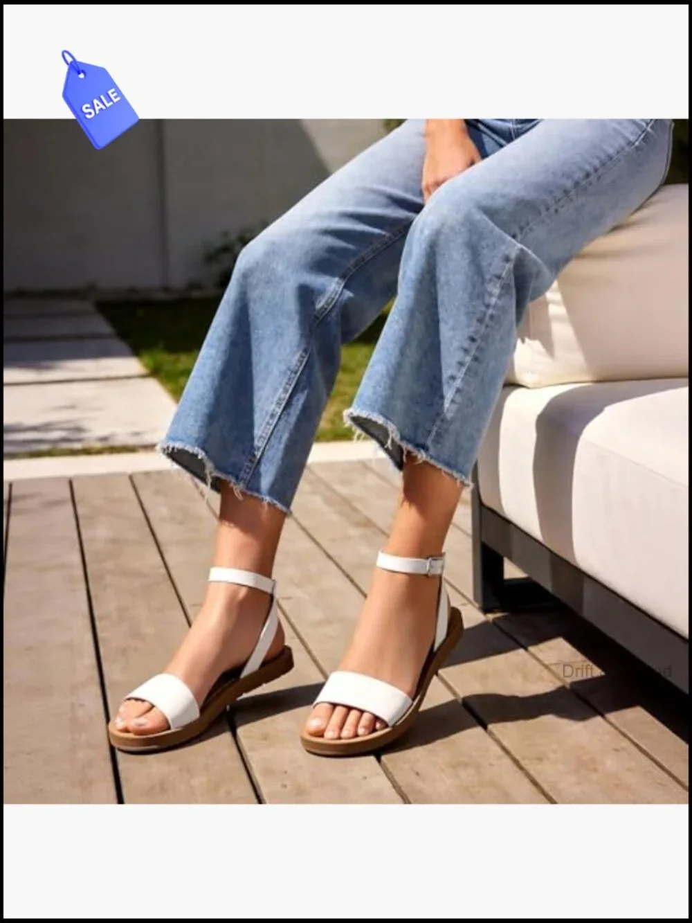One Band Ankle Strap Buckle Flat Sandals Open Toe Slide Lightweight